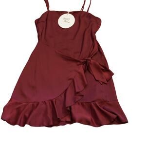 Princess Polly Sleeveless Ruffle Dress - Maroon - Size 6